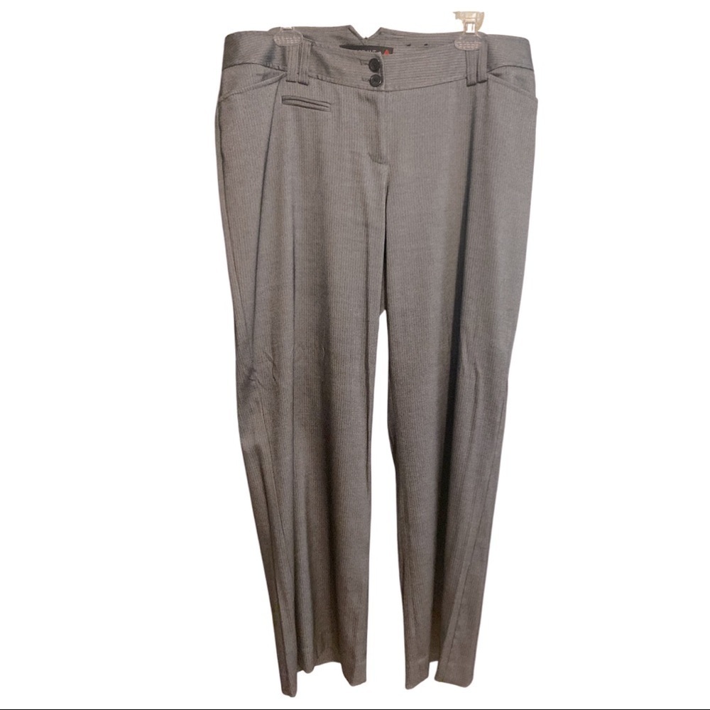 Lane Bryant Grey Silver Sheen Herringbone Wide-Leg Dress Trousers Size 16